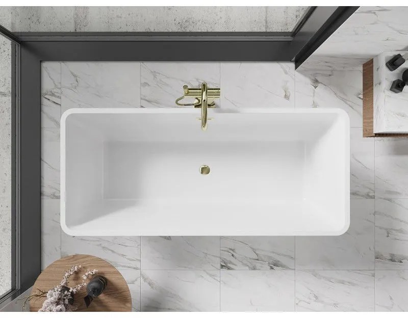 Mexen Tonia, voľne stojaca vaňa 170 x 75 cm, biela-čierna, zlatý lesklý prepad, 52171707575-50