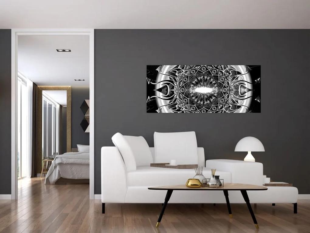 Obraz čiernobielych ornamentov (120x50 cm)