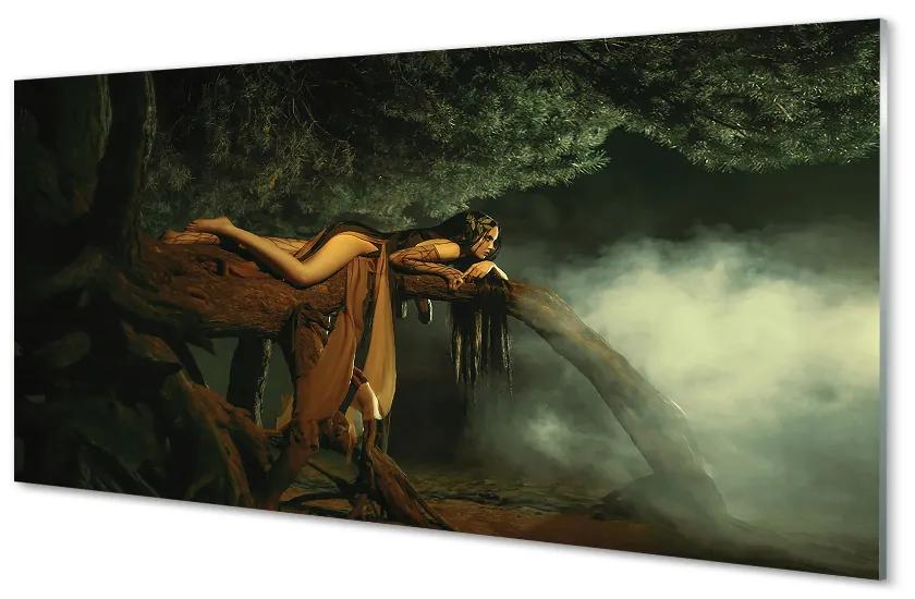 Obraz plexi Žena strom mraky 100x50 cm