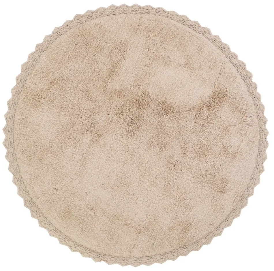 Béžový ručne vyrobený bavlnený koberec Nattiot Perla, ø 110 cm