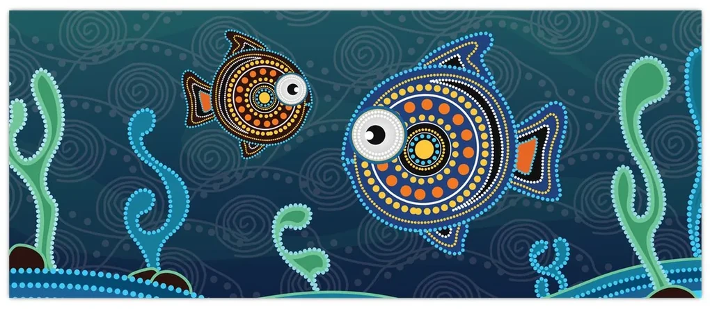 Obraz - Maľované rybičky (120x50 cm)