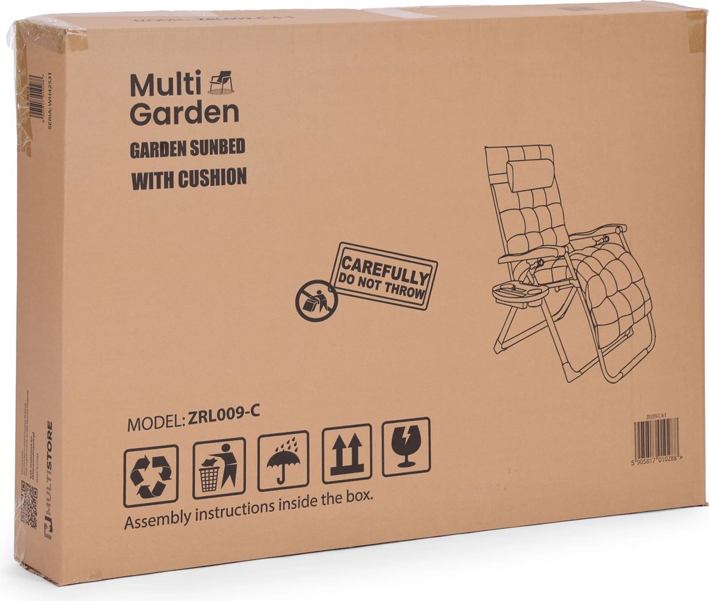 MultiGarden Záhradné ležadlo s nastaviteľným operadlom - čierno-zlatým rám MultiGarden