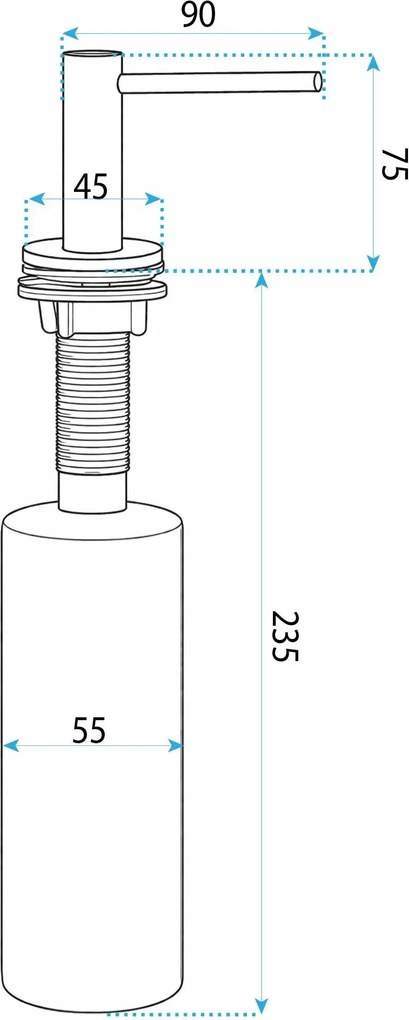 Vstavaný dávkovač mydla/saponátu REA DEX, 300 ml, nikel kartáčovaný