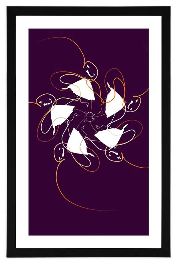 Plagát s paspartou tanec so stuhami na tmavom pozadí - 60x90 white