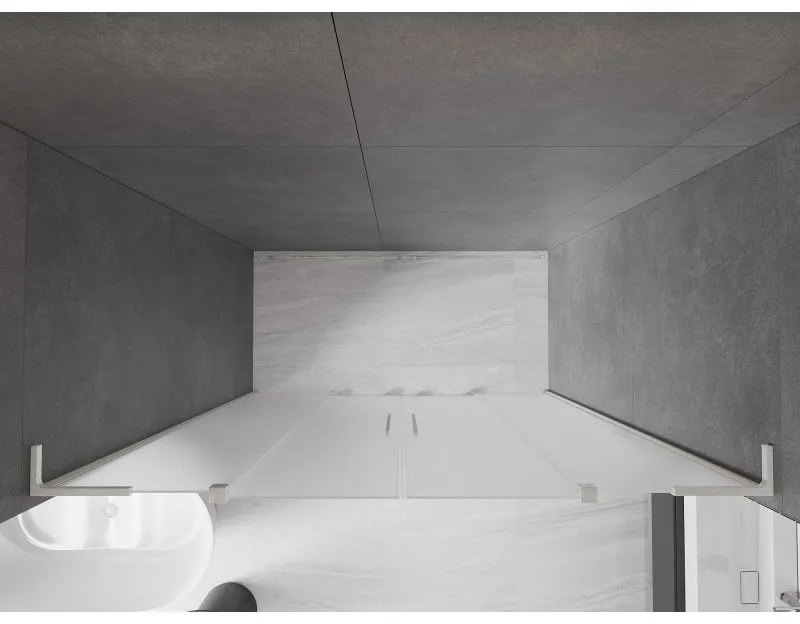 Mexen Velar L Duo, posuvné sprchové dvere do otvoru 180 cm, 8mm sklo námraza, brúsená oceľ, 871-180-003-32-97