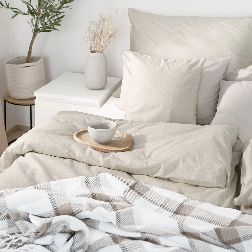 Goldea bavlnené posteľné obliečky - prírodné režné 150 x 200 a 50 x 60 cm