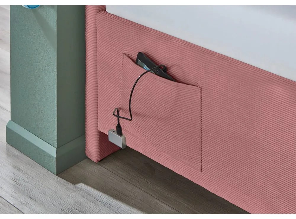 Ružová čalúnená detská posteľ s úložným priestorom s roštom 120x200 cm Cool – Meise Möbel