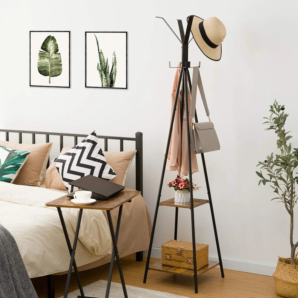 Předsíňový věšák Vasagle Hesari černý/hnědý