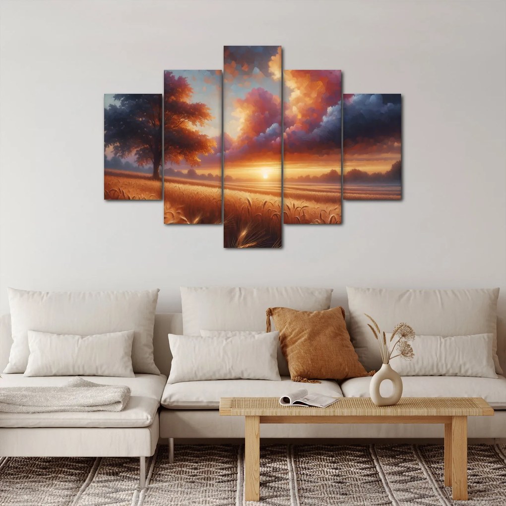 Obraz – Západ slnka na poli (150x105 cm)