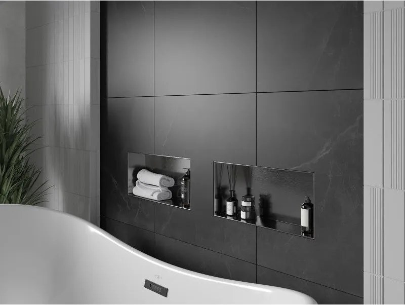 Mexen X-Wall-NR, polica na zapustenie bez príruby 45 x 20 cm, grafitová matná - 19E1452010