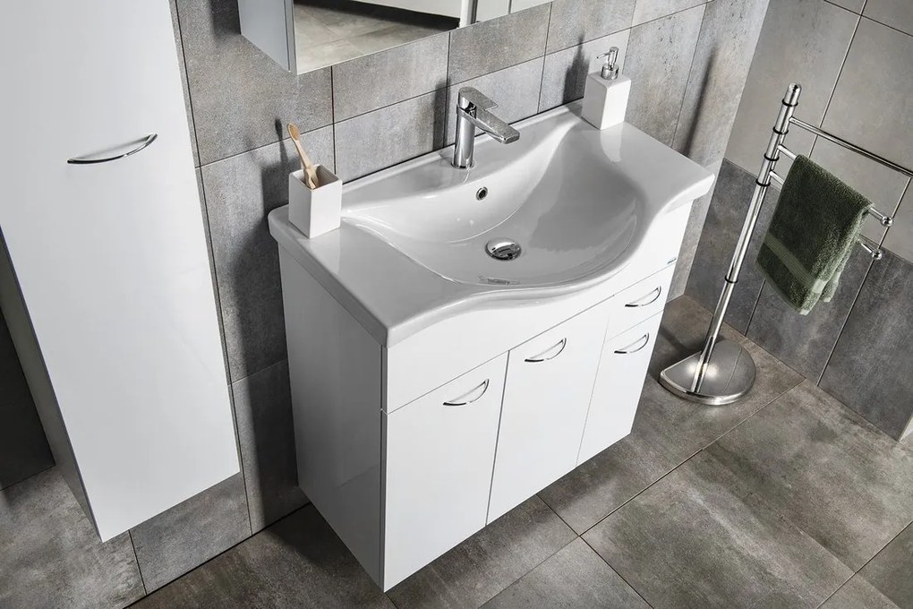 Aqualine Aqualine, KERAMIA FRESH umývadlová skrinka 74,5x74x34,7cm, biela, 50082A