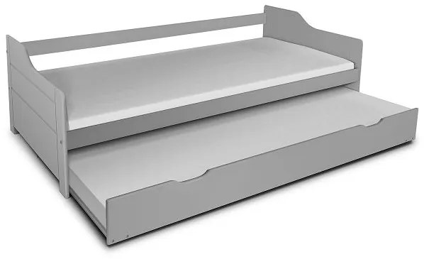 Detská posteľ s výsuvnou prístelkou z MASÍVU 200x90 cm BABETA - šedá