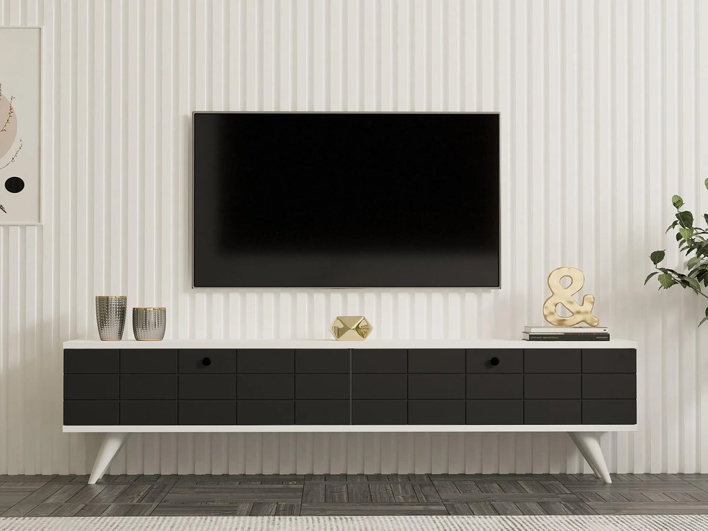 TV stolík/skrinka Butepe (antracit + biela) . Akcia -30%. Vlastná spoľahlivá doprava až k Vám domov. 1095159