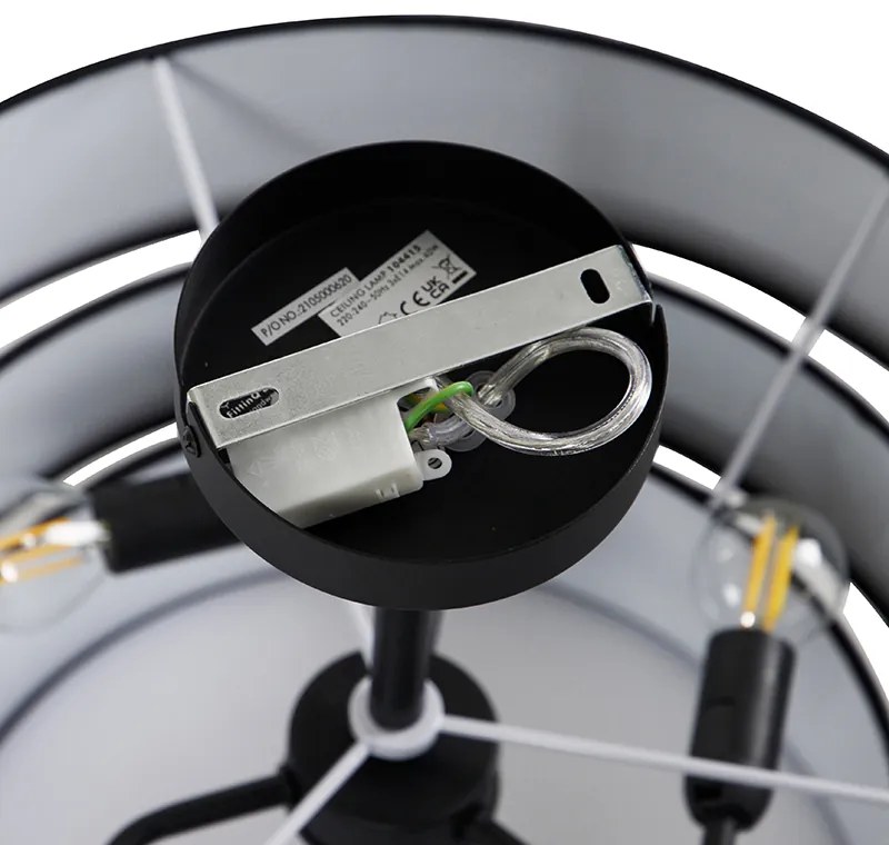 Moderné stropné svietidlo čierne 45 cm 3-svetlo - Drum Trio