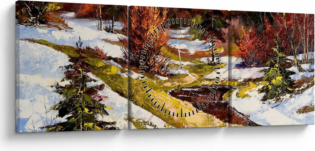 Obraz - Príchod jari (s hodinami) (90x30 cm)