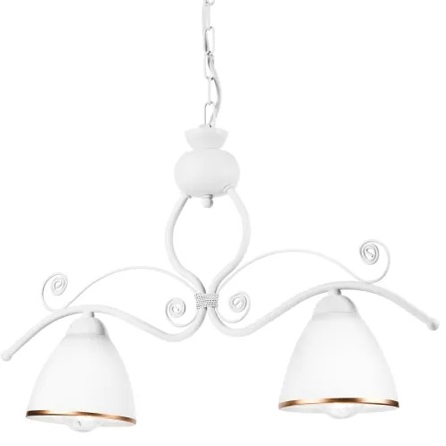 Luster na reťazi RETRO 2xE27/60W/230V matná biela