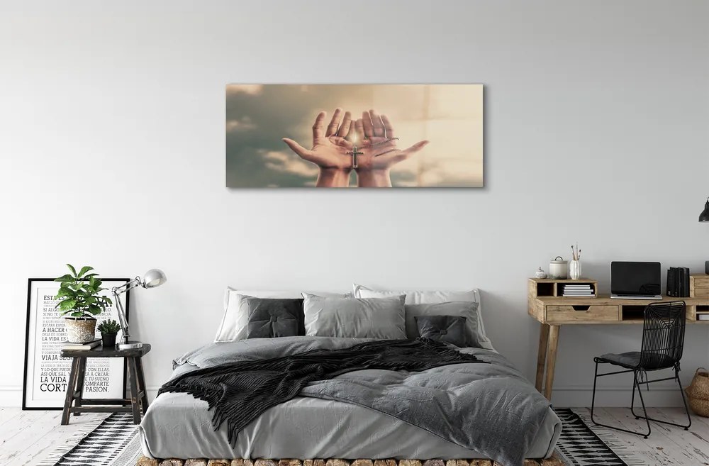 Obraz na akrylátovom skle Cross hands neba 120x60 cm