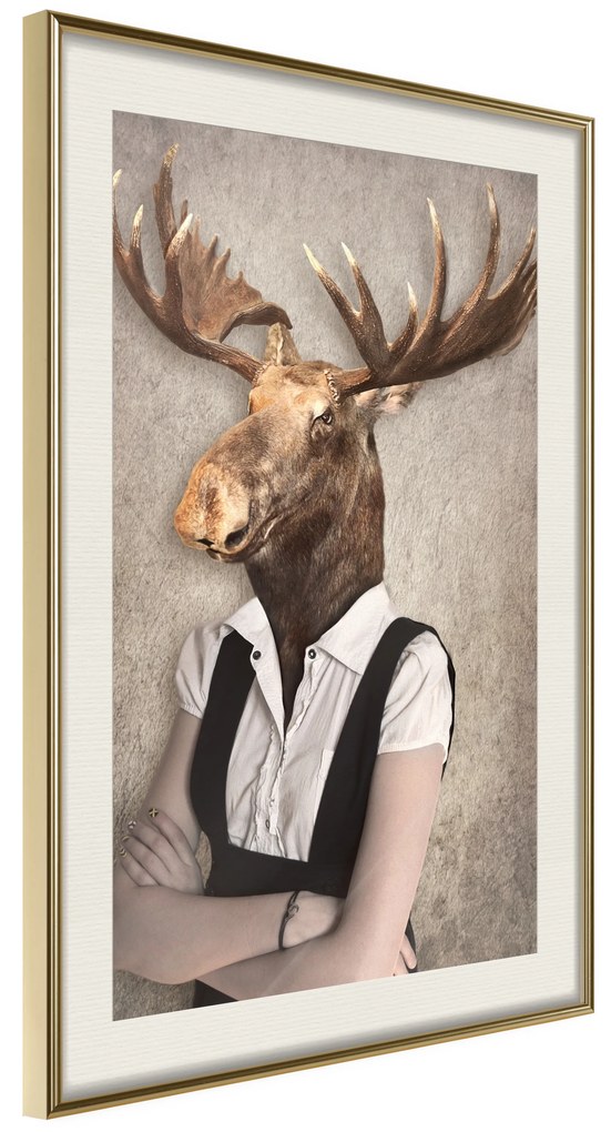 Artgeist Plagát - Brainy Moose [Poster] Veľkosť: 20x30, Verzia: Čierny rám s passe-partout