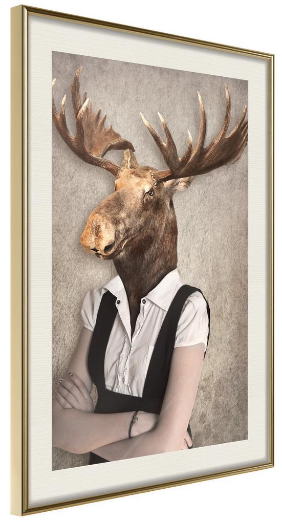 Artgeist Plagát - Brainy Moose [Poster] Veľkosť: 30x45, Verzia: Čierny rám