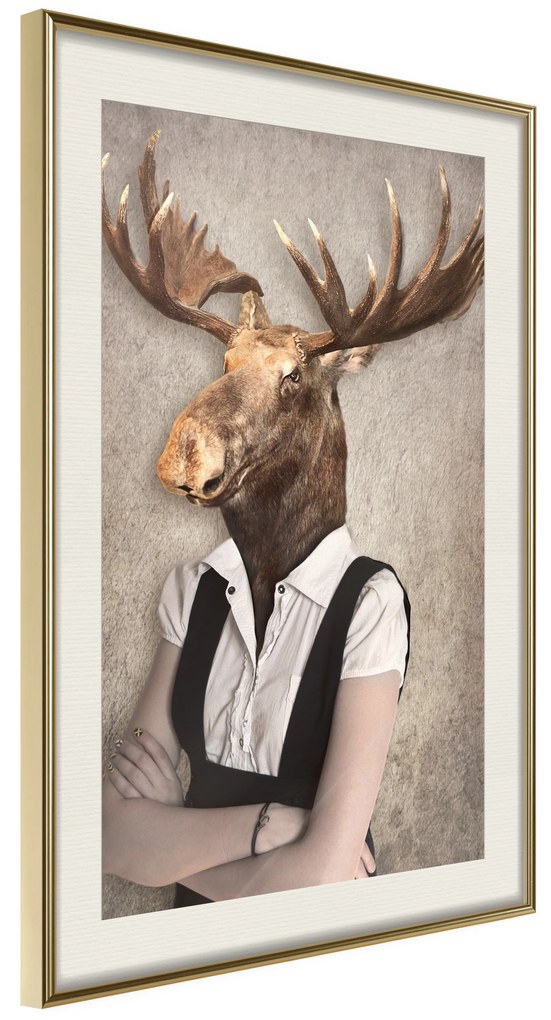 Artgeist Plagát - Brainy Moose [Poster] Veľkosť: 40x60, Verzia: Zlatý rám