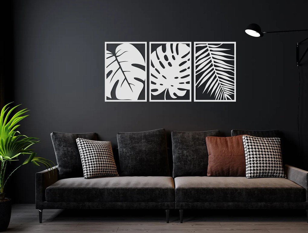 drevko Viacdielny obraz Izbové rastliny Rozmer obrazu: 29,5 x 65 cm, Farba dekorácie: Čierna
