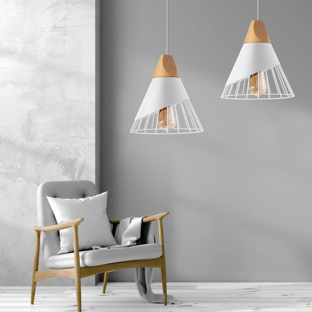 Toolight Toolight, závesná stropná lampa 1xE27 APP226-1CP, biela-hnedá, OSW-00893