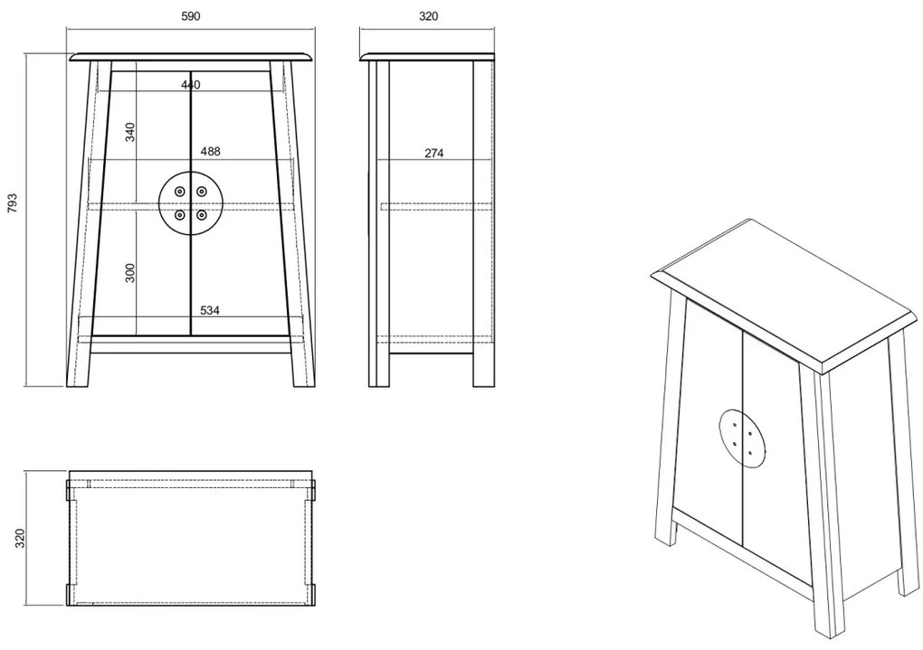 furniture-nabytek.cz - Masivní skříňka do koupelny Rangún z recyklované borovice, lakovaná, hnědá