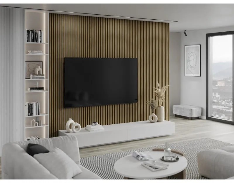 Mexen Lam-F, akustické stenové lamely 275 × 31,5 cm, filc 6 mm, dub klasický, S105-275317-2812-072