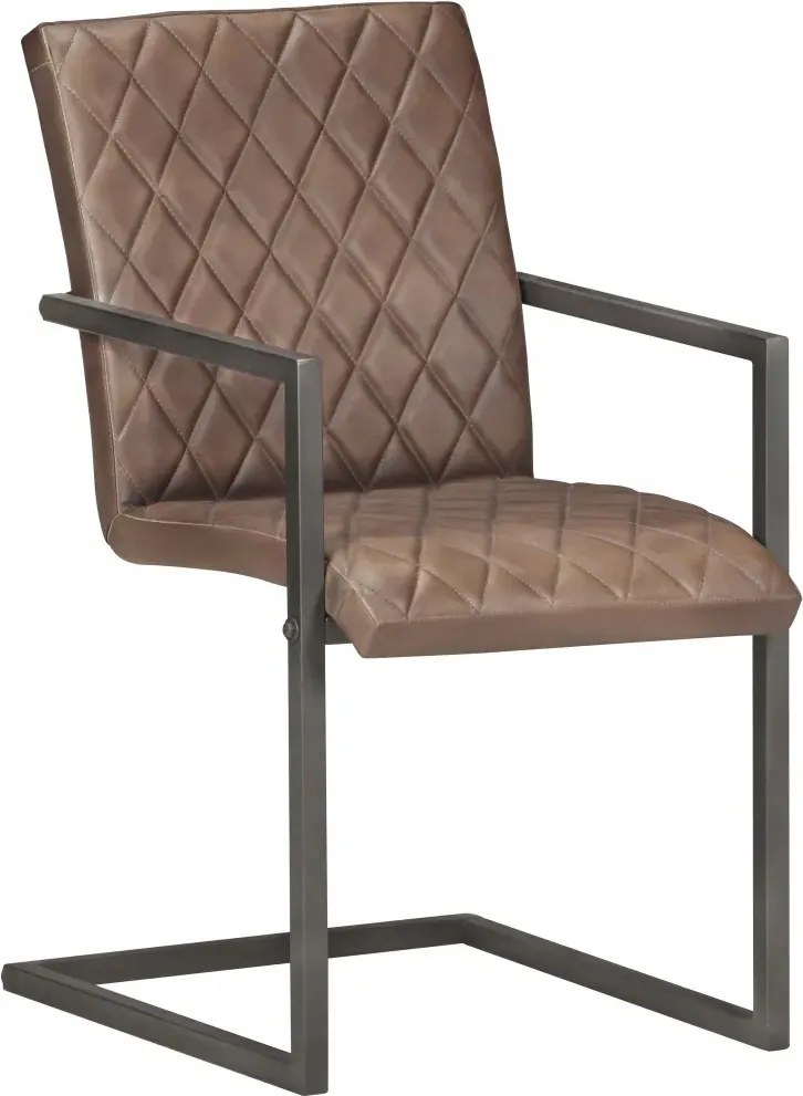 vidaXL Stolové stoličky, konzolové, 4 ks, hnedé, prírodná koža