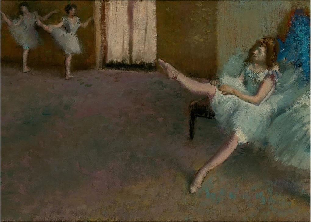 Sklenený obraz - Edgar Degas, Before the Ballet, reprodukcia (70x50 cm)