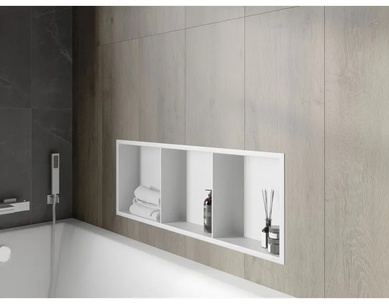 Mexen X-Wall-R, polička na zapustenie na obklad s golierom 90 x 30 cm, biela, 1920903010S