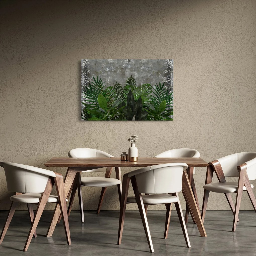 Obraz - Betónový múr s rastlinami (90x60 cm)