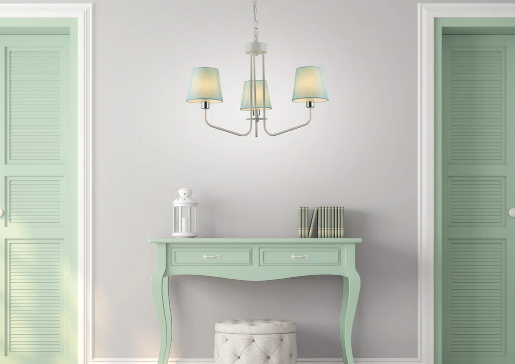 Candellux Modrý závesný luster York Ledea pre žiarovku 3x E14 50203096