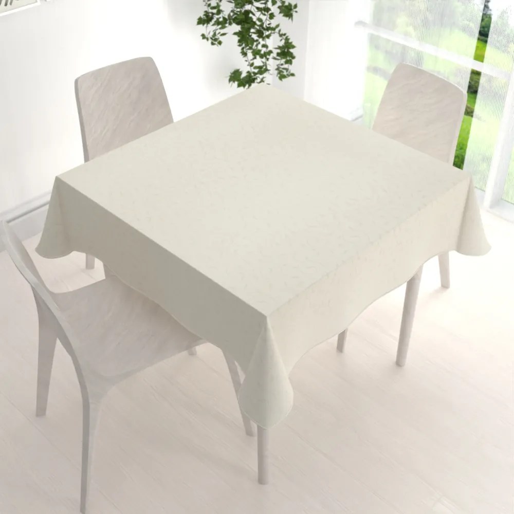 Biante Teflónový štvorcový obrus TF-026 Popínavé lístky - smotanový 130x130 cm