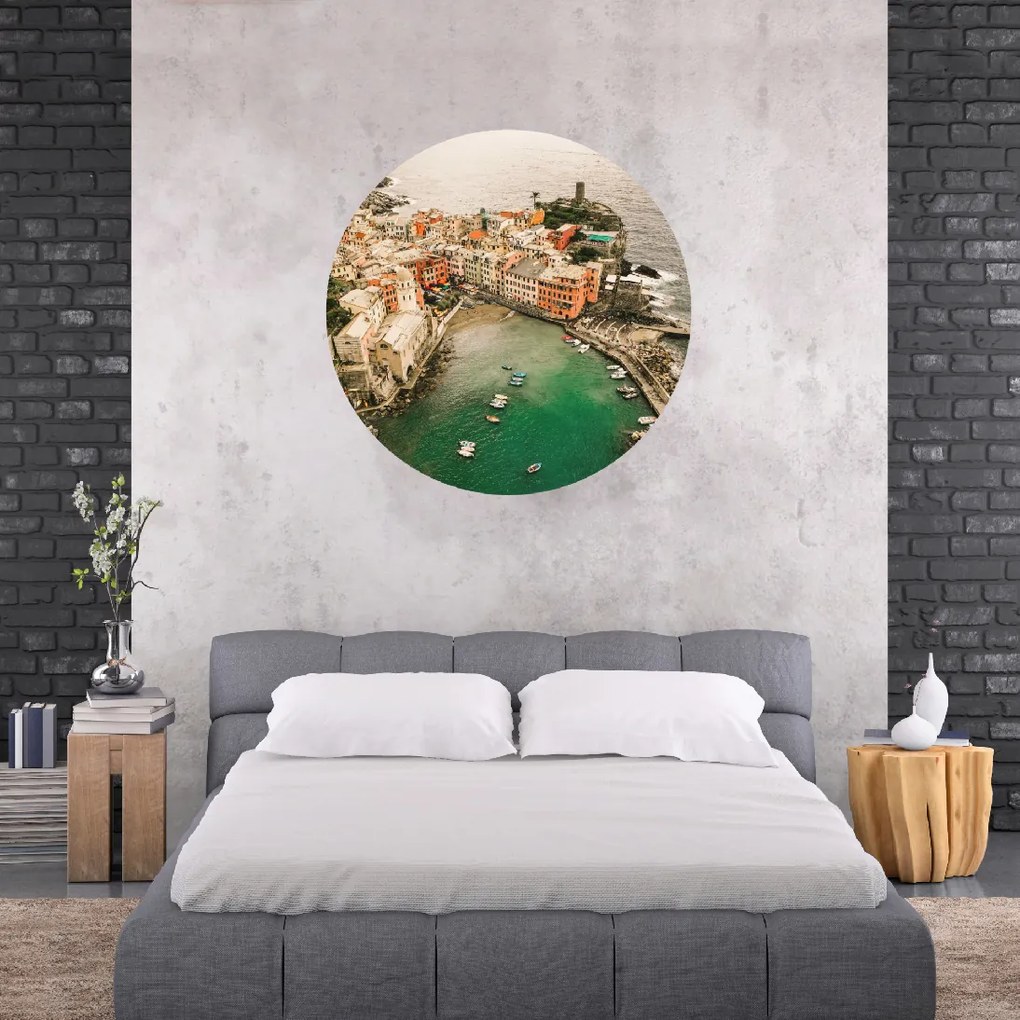 PIPPER. Textilná kruhová nálepka na stenu "Cinque Terre - Italy" Veľkosť: 100 cm
