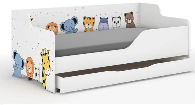DomTextilu Detská posteľ s rozprávkovými zvieratkami 160x80 cm  Biela 52454