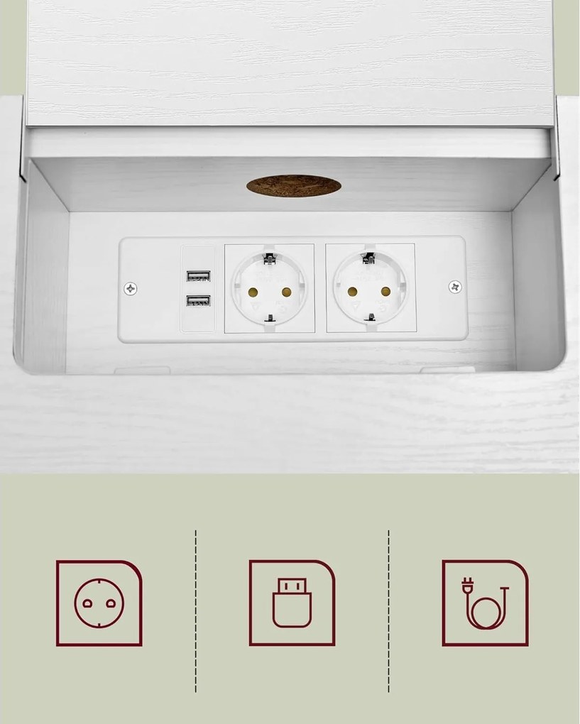 Konzolový stolík so zásuvkami, úzky príručný stolík s 2 priehradkami, 25 x 120 x 81 cm, biely