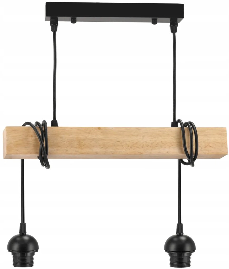 BERGE Závesné stropné svietidlo LED drevený trám 2xE27 štvorcový luster Rollable