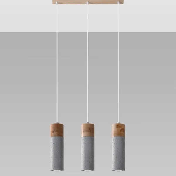 Sollux SL.0967 - Luster na lanku ZANE 3xGU10/40W/230V betón/drevo