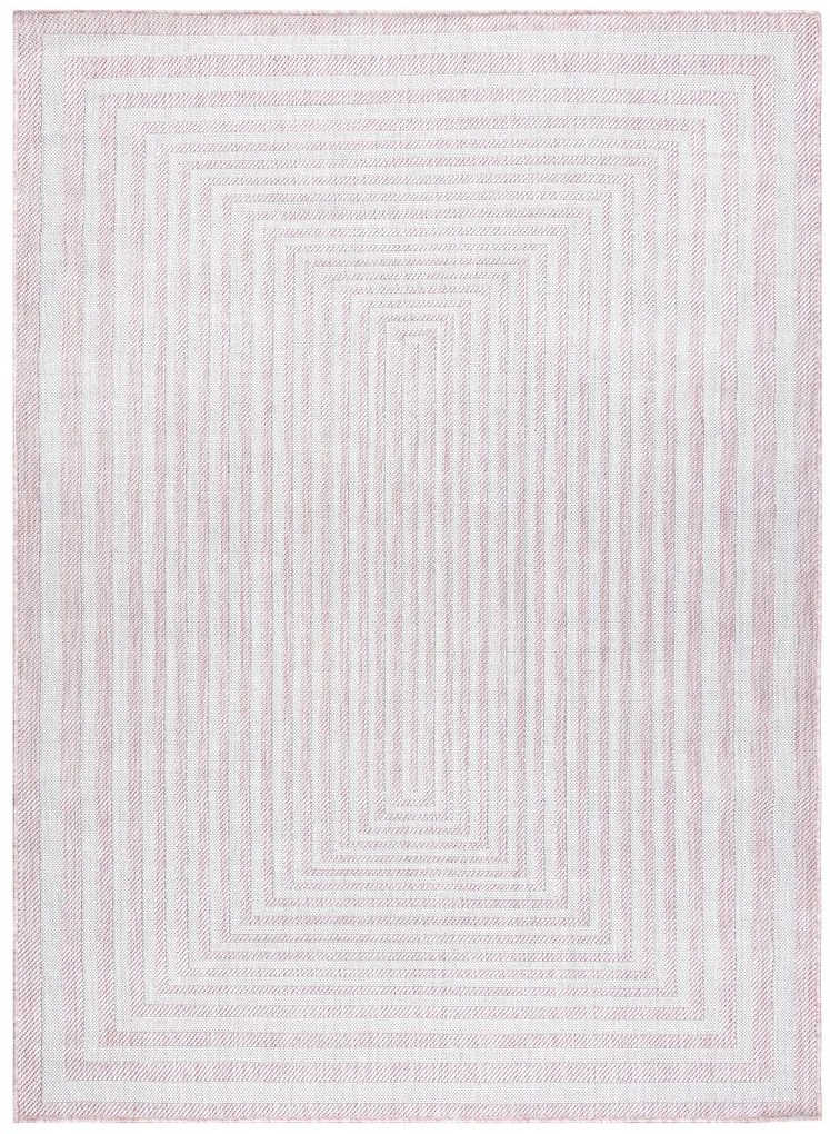Dywany Łuszczów, Kusový koberec Sion Sisal Labirinth 22376 pink/ecru – na von aj na doma, 140x190, ružová, chodba / predsieň