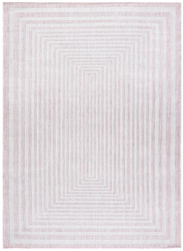 Dywany Łuszczów Kusový koberec Sion Sisal Labirinth 22376 pink/ecru – na von aj na doma - 200x290 cm