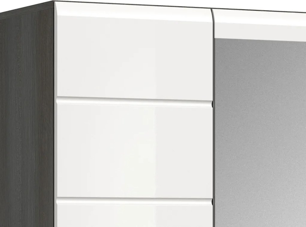 Predsieňová skriňa so zrkadlom Salsa, šedý dub/biely lesk