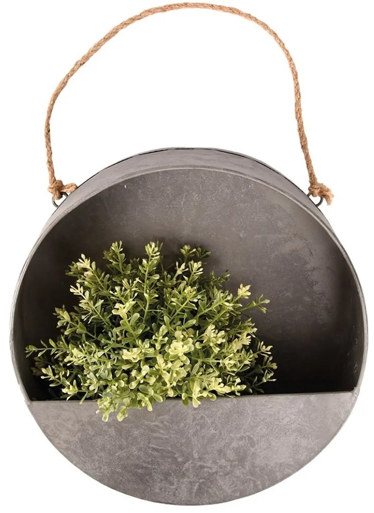 Nástenný kovový kvetináč Hykel 30 cm šedý