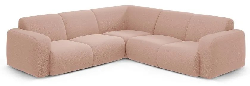 Svetloružová rohová pohovka z textílie bouclé (variabilná/do L) Molino – Micadoni Home