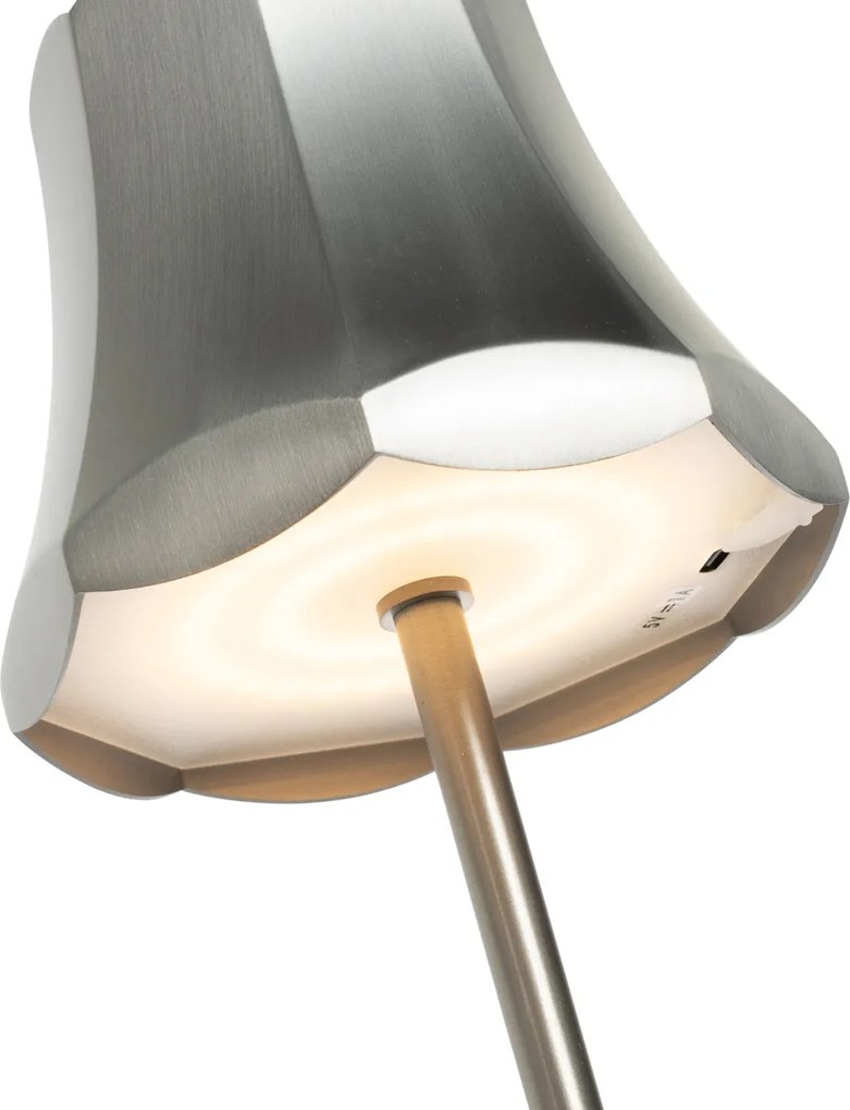 Sada 2 retro stolových lámp Gunmetal nabíjateľných IP44 - Granny