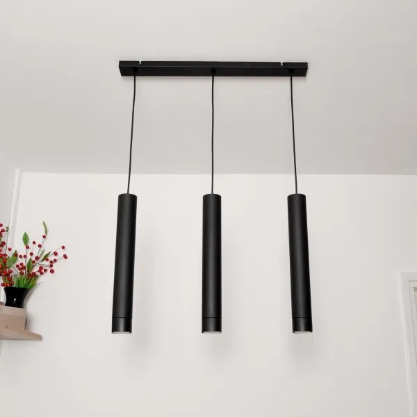 LED Luster na lanku TUBA 3xGU10/4,8W/230V čierna