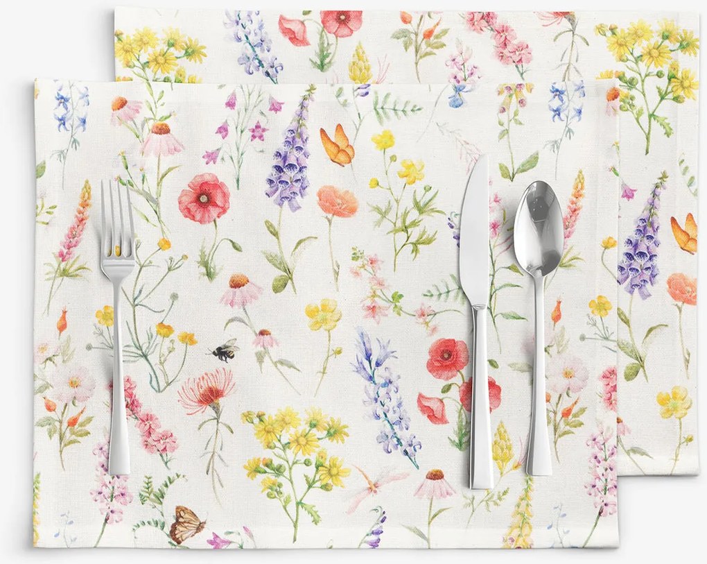 Goldea prestieranie na stôl valencia - rozkvetlá lúka - sada 2ks 30 x 40 cm