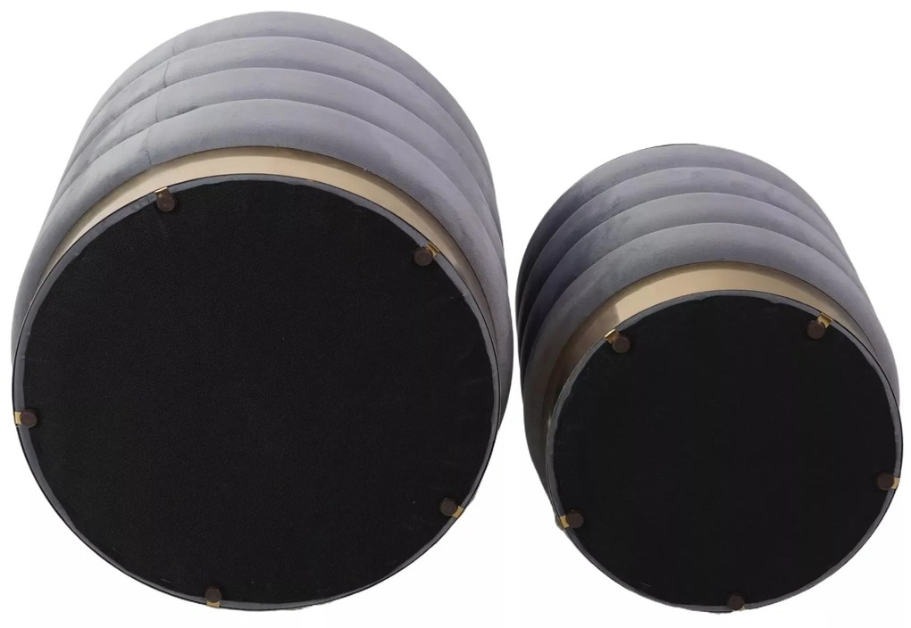 Sada 2 ks taburetů Britta Velvet s úložným prostorem šedá/zlatá