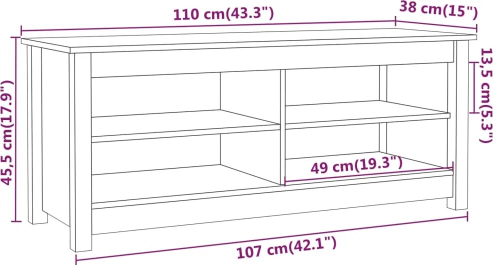 vidaXL Lavica s botníkom 110 x 38 x 45,5 cm masivna borovica