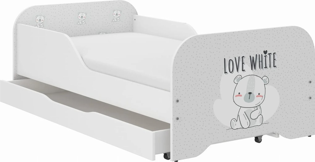 Wooden Toys Detská posteľ MIKI 140x70 BIELY MEDVEDÍK